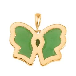 Green Jade (D) And Chrome Diopside Butterfly Pendant In Vermeil Yellow Gold Over Sterling Silver 8.40 Ctw -Jewelry store 7621512 4