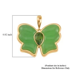 Green Jade (D) And Chrome Diopside Butterfly Pendant In Vermeil Yellow Gold Over Sterling Silver 8.40 Ctw -Jewelry store 7621512 5