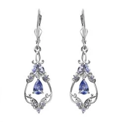 Tanzanite Lever Back Earrings In Platinum Over Sterling Silver 1.25 Ctw