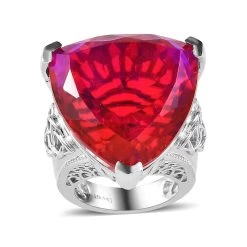 Volcanic Quartz (Triplet) Ring In Platinum Over Sterling Silver 55.90 Ctw