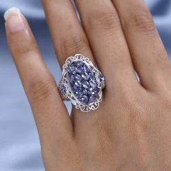 Tanzanite Ring In Platinum Over Sterling Silver 3.50 Ctw -Jewelry store 7622347 2