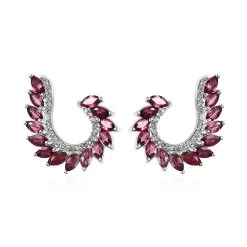 Tanzanian Rhodolite Garnet And White Zircon Earrings In Platinum Over Sterling Silver 3.20 Ctw
