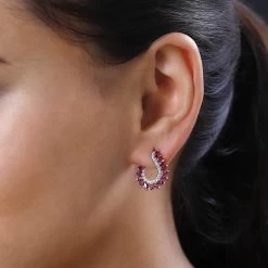 Tanzanian Rhodolite Garnet And White Zircon Earrings In Platinum Over Sterling Silver 3.20 Ctw -Jewelry store 7622362 2