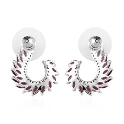 Tanzanian Rhodolite Garnet And White Zircon Earrings In Platinum Over Sterling Silver 3.20 Ctw -Jewelry store 7622362 3