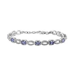 Tanzanite And White Zircon Bracelet In Platinum Over Sterling Silver (6.50 In) 2.50 Ctw