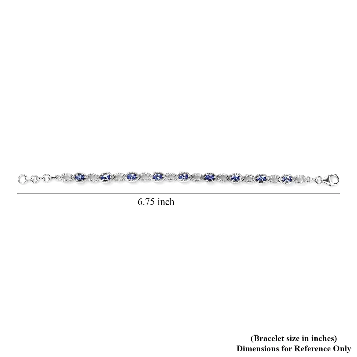 Tanzanite And White Zircon Bracelet In Platinum Over Sterling Silver (6.50 In) 2.50 Ctw 7 Tanzanite And White Zircon Bracelet In Platinum Over Sterling Silver (6.50 In) 2.50 Ctw - Image 5