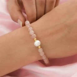 Tanzanian Natronite And Freshwater Pearl Beaded Stretch Bracelet In 14K YG Over Sterling Silver 59.80 Ctw -Jewelry store 7622817 2