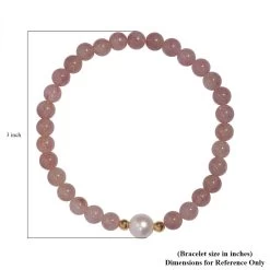 Tanzanian Natronite And Freshwater Pearl Beaded Stretch Bracelet In 14K YG Over Sterling Silver 59.80 Ctw -Jewelry store 7622817 4