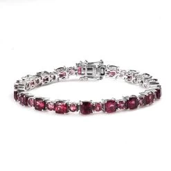Tanzanian Rhodolite Garnet Bracelet In Platinum Over Sterling Silver (6.50 In) 15.60 Ctw