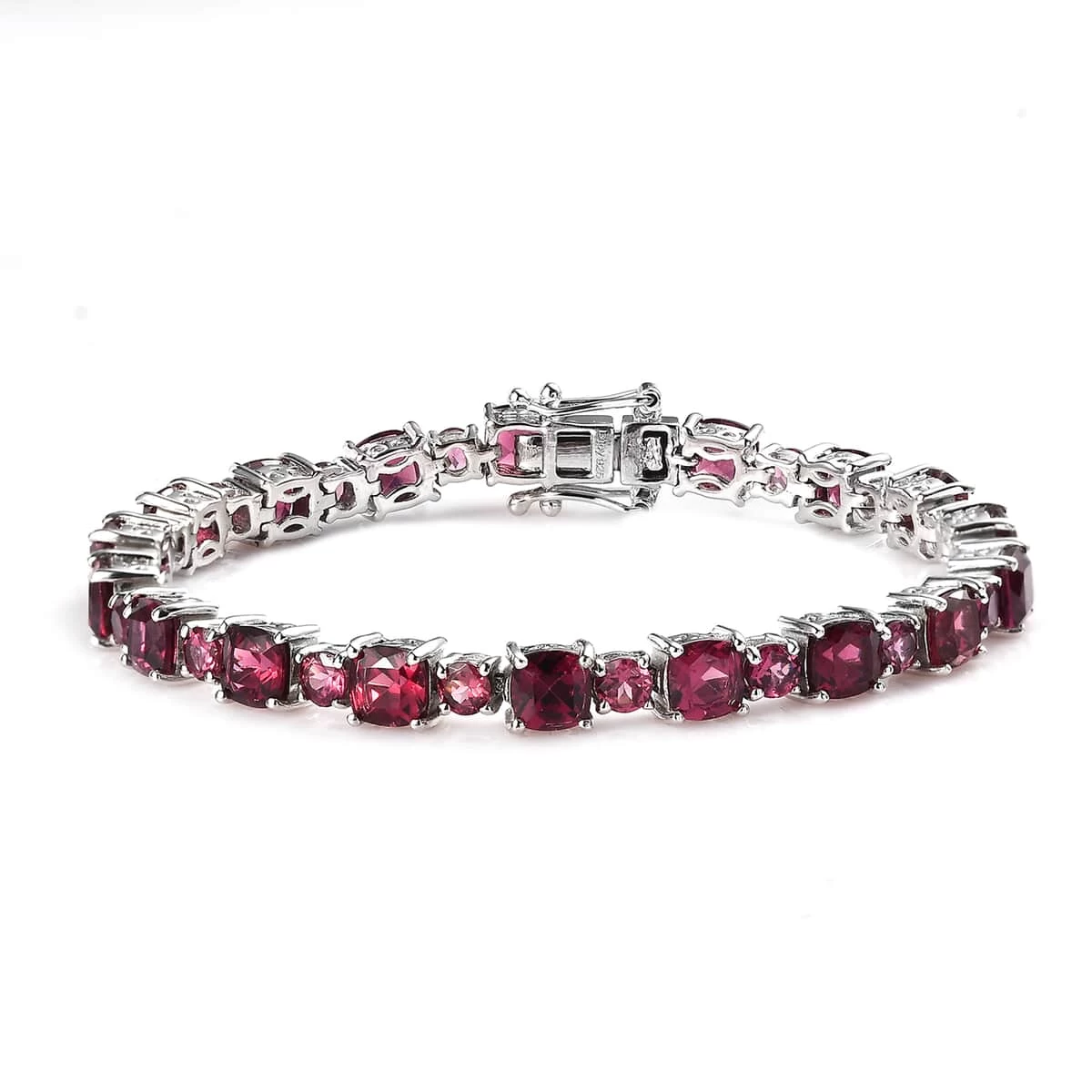 Tanzanian Rhodolite Garnet Bracelet In Platinum Over Sterling Silver (6.50 In) 15.60 Ctw 3 Tanzanian Rhodolite Garnet Bracelet In Platinum Over Sterling Silver (6.50 In) 15.60 Ctw