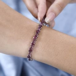 Tanzanian Rhodolite Garnet Bracelet In Platinum Over Sterling Silver (6.50 In) 15.60 Ctw 9 Tanzanian Rhodolite Garnet Bracelet In Platinum Over Sterling Silver (6.50 In) 15.60 Ctw -Jewelry store 7623132 2