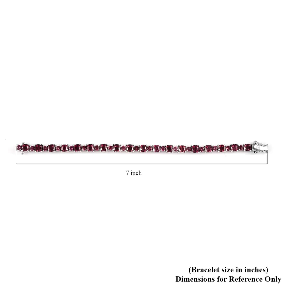 Tanzanian Rhodolite Garnet Bracelet In Platinum Over Sterling Silver (6.50 In) 15.60 Ctw 7 Tanzanian Rhodolite Garnet Bracelet In Platinum Over Sterling Silver (6.50 In) 15.60 Ctw - Image 5