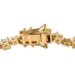 Ethiopian Emerald And Moissanite Tennis Bracelet In Vermeil Yellow Gold Over Sterling Silver (8.00 In) 7.50 Ctw -Jewelry store 7623174 3