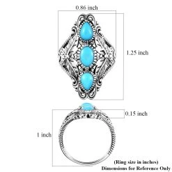 Artisan Crafted Premium Sleeping Beauty Turquoise 3 Stone Ring In Sterling Silver (Del. In 3-5 Days) 2.15 Ctw -Jewelry store 7623541 5