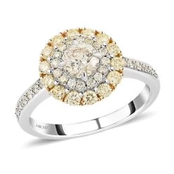 Modani 14K White & Yellow Gold Natural Yellow And White Diamond SI Ring 1.25 Ctw (Del. In 10-12 Days)