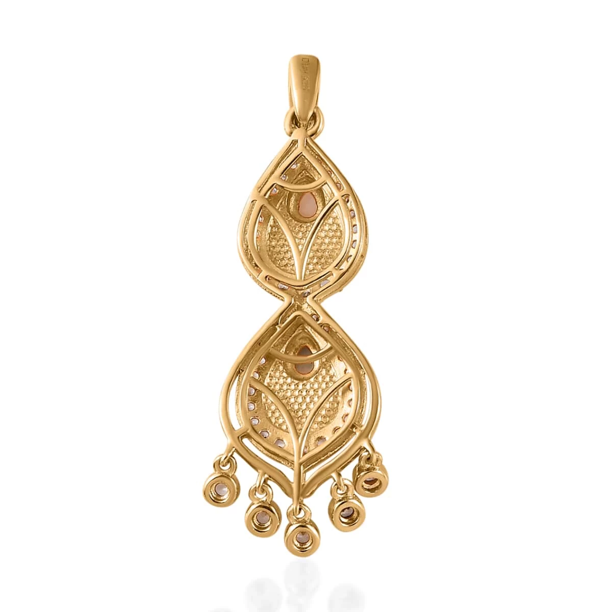Ethiopian Welo Opal And White Zircon Pendant In Vermeil Yellow Gold Over Sterling Silver 1.00 Ctw 7 Ethiopian Welo Opal And White Zircon Pendant In Vermeil Yellow Gold Over Sterling Silver 1.00 Ctw - Image 5
