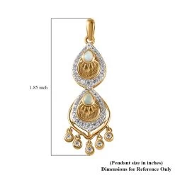 Ethiopian Welo Opal And White Zircon Pendant In Vermeil Yellow Gold Over Sterling Silver 1.00 Ctw 13 Ethiopian Welo Opal And White Zircon Pendant In Vermeil Yellow Gold Over Sterling Silver 1.00 Ctw -Jewelry store 7624690 5