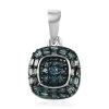 Blue Diamond Cluster Pendant In Rhodium And Platinum Over Sterling Silver 0.33 Ctw -Jewelry store 7625207