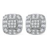 DOORBUSTER Diamond Cluster Stud Earrings In Platinum Over Sterling Silver 0.33 Ctw -Jewelry store 7625225