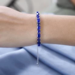 Tanzanian Blue Spinel (DF) Bolo Bracelet In Platinum Over Sterling Silver 9.75 Ctw -Jewelry store 7625435 2