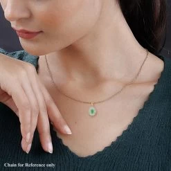 Luxoro 10K Yellow Gold AAA Kagem Zambian Emerald And Diamond Pendant 1.00 Ctw -Jewelry store 7626029 2