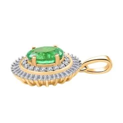 Luxoro 10K Yellow Gold AAA Kagem Zambian Emerald And Diamond Pendant 1.00 Ctw -Jewelry store 7626029 3