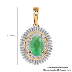 Luxoro 10K Yellow Gold AAA Kagem Zambian Emerald And Diamond Pendant 1.00 Ctw -Jewelry store 7626029 5
