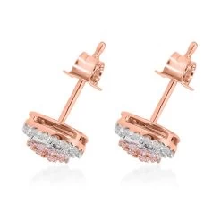 Natural Pink And White Diamond I3 Stud Earrings In Vermeil Rose Gold Over Sterling Silver 0.50 Ctw -Jewelry store 7626073 2