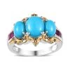 Premium Sleeping Beauty Turquoise, Niassa Ruby (FF) Ring In Vermeil YG And Platinum Over Sterling Silver (Del. In 3-5 Days) 3.50 Ctw -Jewelry store 7626334