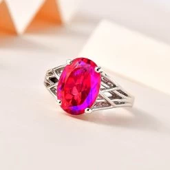 Volcanic Quartz (Triplet) Solitaire Ring In Platinum Over Sterling Silver 6.40 Ctw -Jewelry store 7626452 1