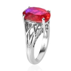 Volcanic Quartz (Triplet) Solitaire Ring In Platinum Over Sterling Silver 6.40 Ctw -Jewelry store 7626452 3