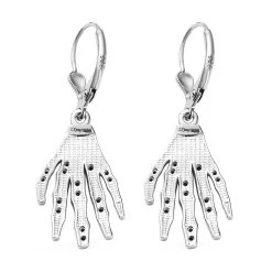 Thai Black Spinel Lever Back Halloween Skeleton Hands Earrings In Platinum Over Sterling Silver 0.55 Ctw -Jewelry store 7626667 4
