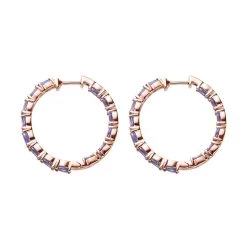 Tanzanite Hoop Earrings In Vermeil Rose Gold Over Sterling Silver 6.50 Ctw -Jewelry store 7626779 3