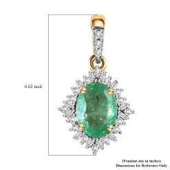 Luxoro 10K Yellow Gold Premium Ethiopian Emerald And G-H I3 Diamond Halo Pendant 1.40 Ctw -Jewelry store 7627128 5