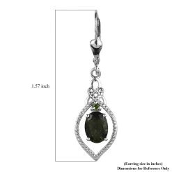 Bohemian Moldavite And Chrome Diopside Dangling Earrings In Platinum Over Sterling Silver 2.10 Ctw -Jewelry store 7627411 5