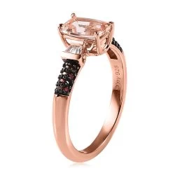 Premium Marropino Morganite, Brown And White Zircon Ring In Vermeil Rose Gold Over Sterling Silver 1.20 Ctw 11 Premium Marropino Morganite, Brown And White Zircon Ring In Vermeil Rose Gold Over Sterling Silver 1.20 Ctw -Jewelry store 7628468 3