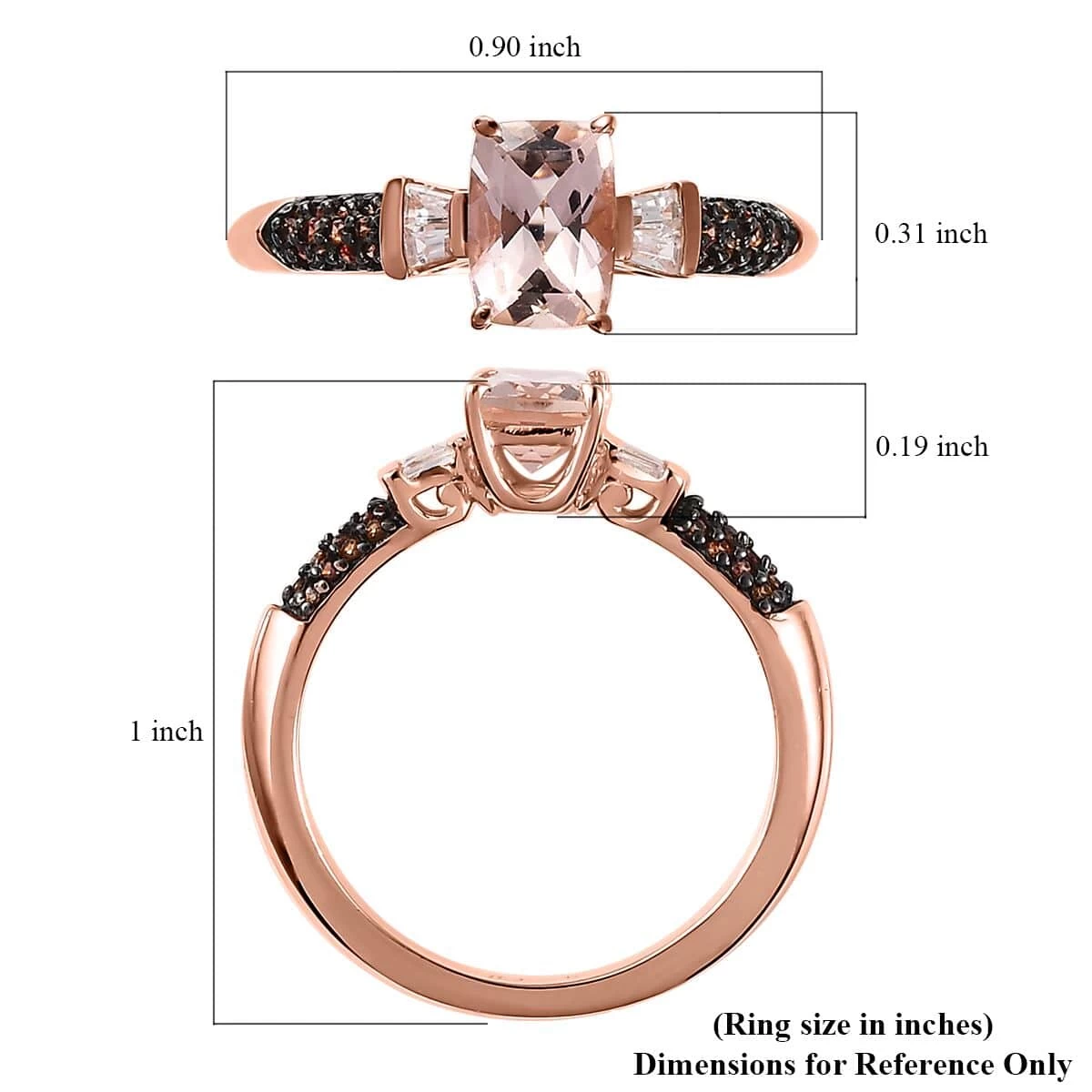 Premium Marropino Morganite, Brown And White Zircon Ring In Vermeil Rose Gold Over Sterling Silver 1.20 Ctw 8 Premium Marropino Morganite, Brown And White Zircon Ring In Vermeil Rose Gold Over Sterling Silver 1.20 Ctw - Image 6