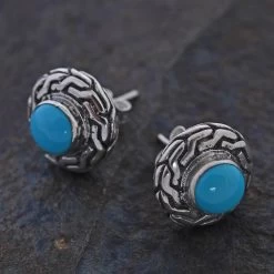 Bali Legacy Sleeping Beauty Turquoise Stud Earrings In Sterling Silver 1.50 Ctw -Jewelry store 7628511 1