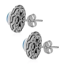 Bali Legacy Sleeping Beauty Turquoise Stud Earrings In Sterling Silver 1.50 Ctw -Jewelry store 7628511 3