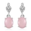 Peruvian Pink Opal And Moissanite Dangle Earrings In Platinum Over Sterling Silver 2.00 Ctw -Jewelry store 7628740