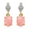 Peruvian Pink Opal And Moissanite Dangle Earrings In Vermeil Yellow Gold Over Sterling Silver 2.00 Ctw -Jewelry store 7628741