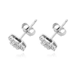 Luxuriant Lab Grown Diamond G-H SI Double Halo Stud Earrings In Platinum Over Sterling Silver 0.50 Ctw -Jewelry store 7629101 3