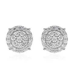 Luxuriant Lab Grown Diamond G-H SI Double Halo Stud Earrings In Platinum Over Sterling Silver 0.50 Ctw -Jewelry store 7629101 5