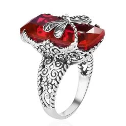 Artisan Crafted Premium Volcanic Quartz Dragonfly Ring In Black Oxidized Sterling Silver 15.35 Ctw -Jewelry store 7630930 3