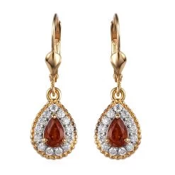 Premium Nigerian Spessartite Garnet And Moissanite Dangling Earrings In Vermeil YG Over Sterling Silver 1.75 Ctw