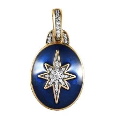Moissanite And Enameled Pendant In Vermeil Yellow Gold Over Sterling Silver 0.20 Ctw