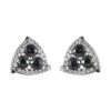 Doorbuster Natural Parti Sapphire And Moissanite Stud Earrings In Platinum Over Sterling Silver 1.65 Ctw -Jewelry store 7632057