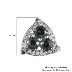 Doorbuster Natural Parti Sapphire And Moissanite Stud Earrings In Platinum Over Sterling Silver 1.65 Ctw -Jewelry store 7632057 4