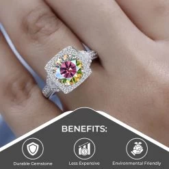 Dichroic Luminous Moissanite And White Moissanite Halo Ring In Platinum Over Sterling Silver 2.90 Ctw 12 Dichroic Luminous Moissanite And White Moissanite Halo Ring In Platinum Over Sterling Silver 2.90 Ctw -Jewelry store 7632134 3