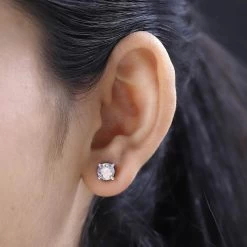 Dichroic Mist Moissanite Stud Earrings In Platinum Over Sterling Silver 1.90 Ctw -Jewelry store 7632294 2